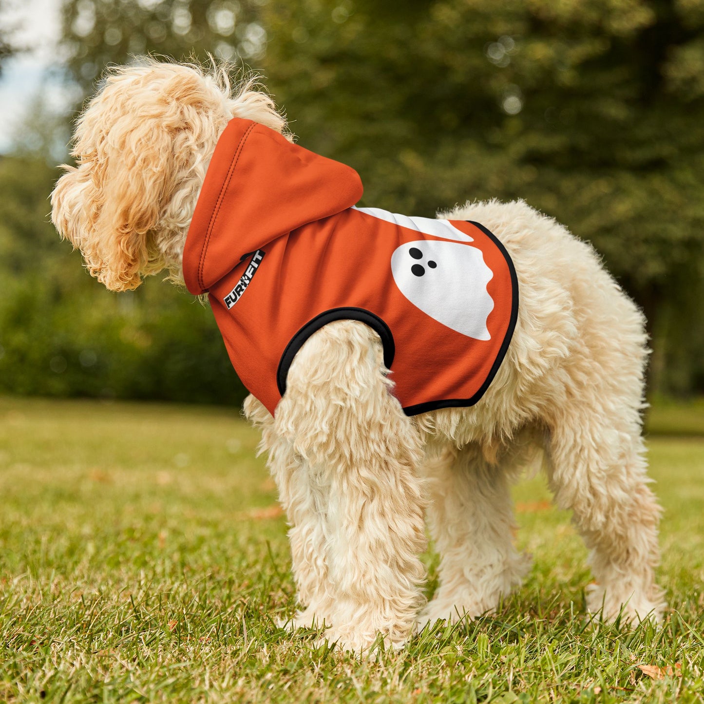 Pet Hoodie | Halloween design with Ghosts (on Orange)