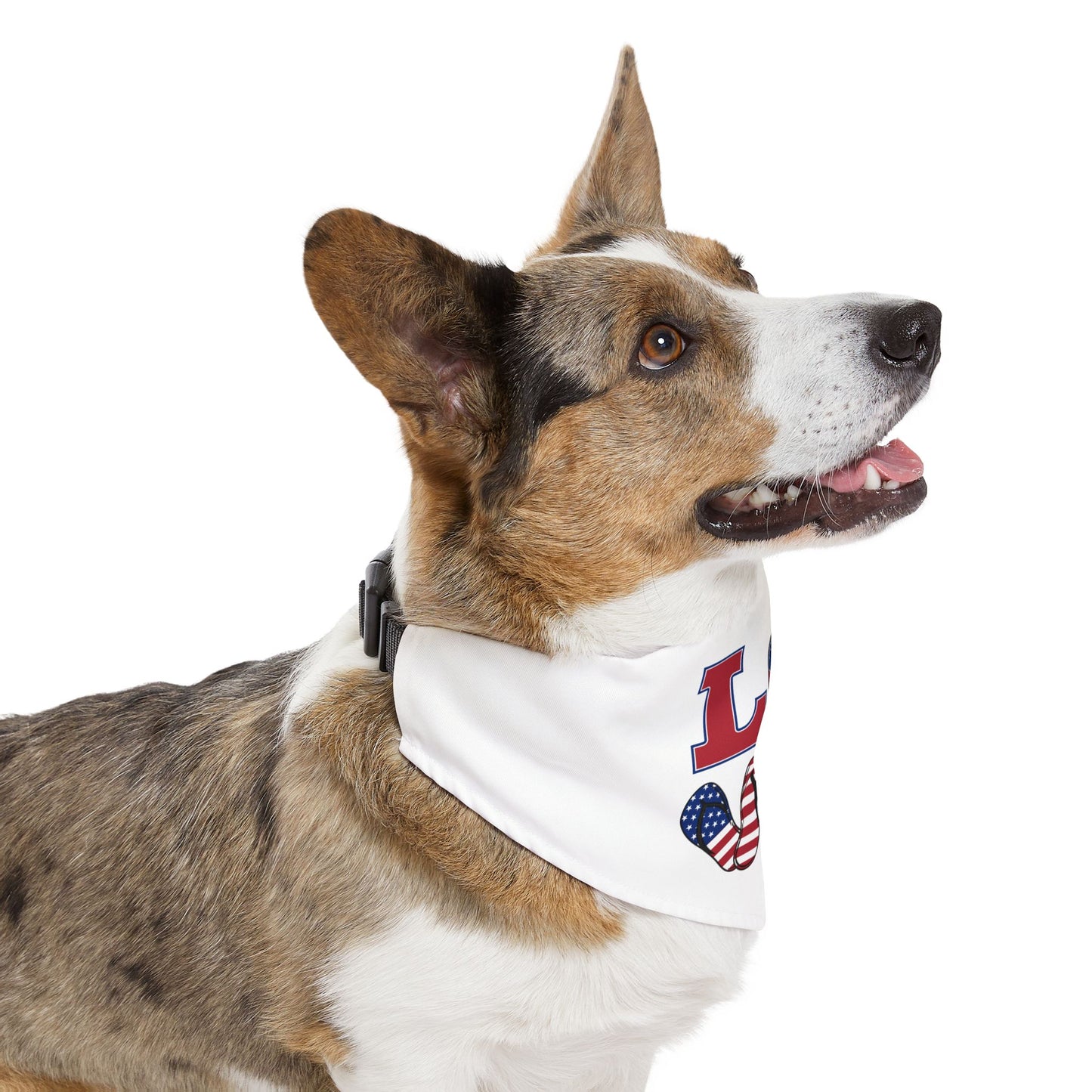 Pet Bandana Collar | Patriotic "LOVE" (on White)