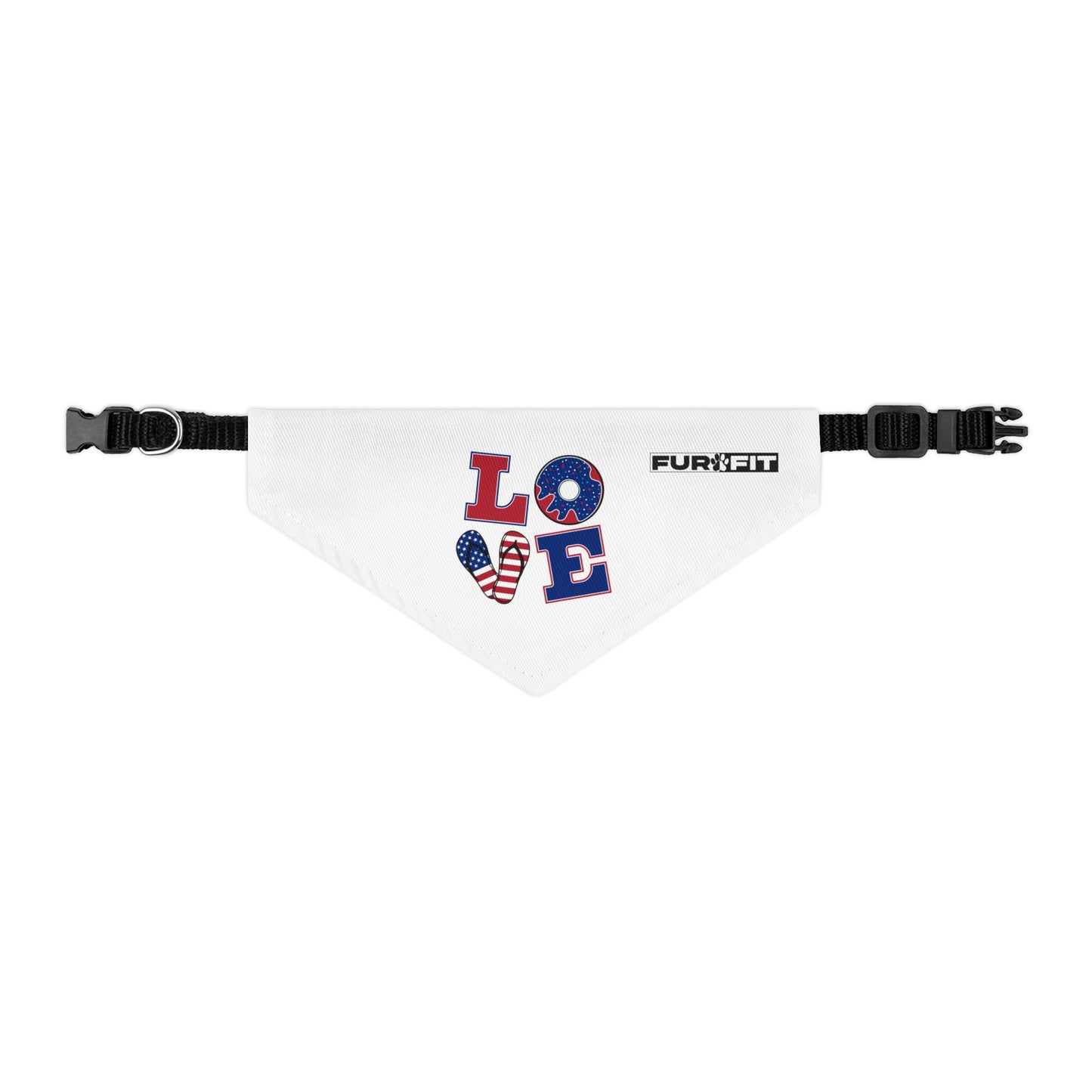 Pet Bandana Collar | Patriotic "LOVE" (on White)