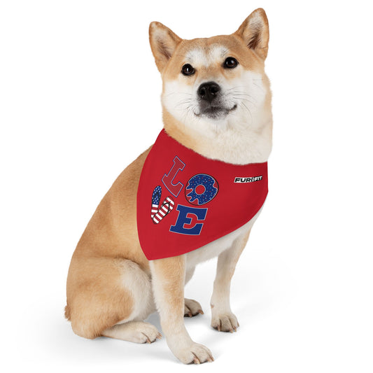 Pet Bandana Collar | Patriotic "LOVE" (on Red)