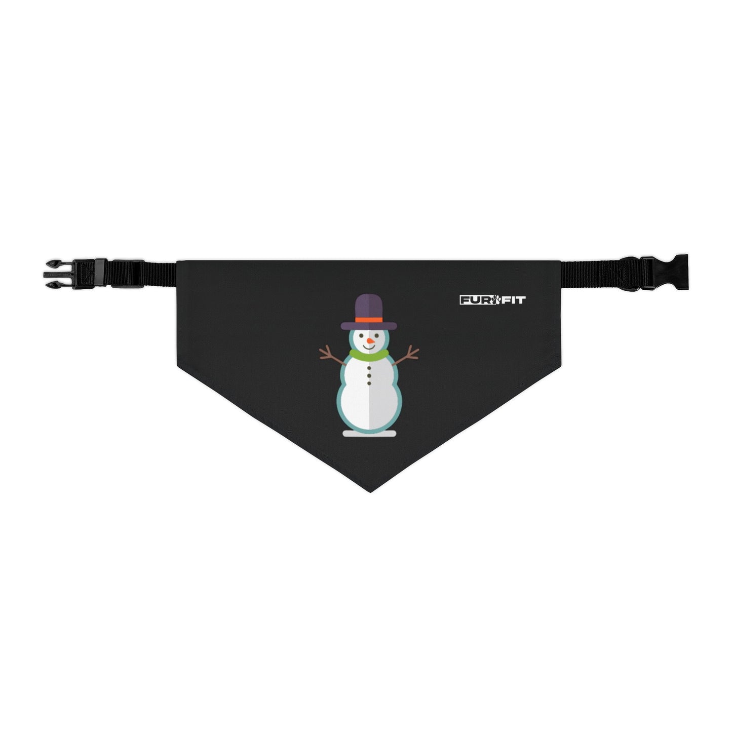 Pet Bandana Collar | "Snowman" (on Black)