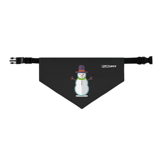 Pet Bandana Collar | "Snowman" (on Black)