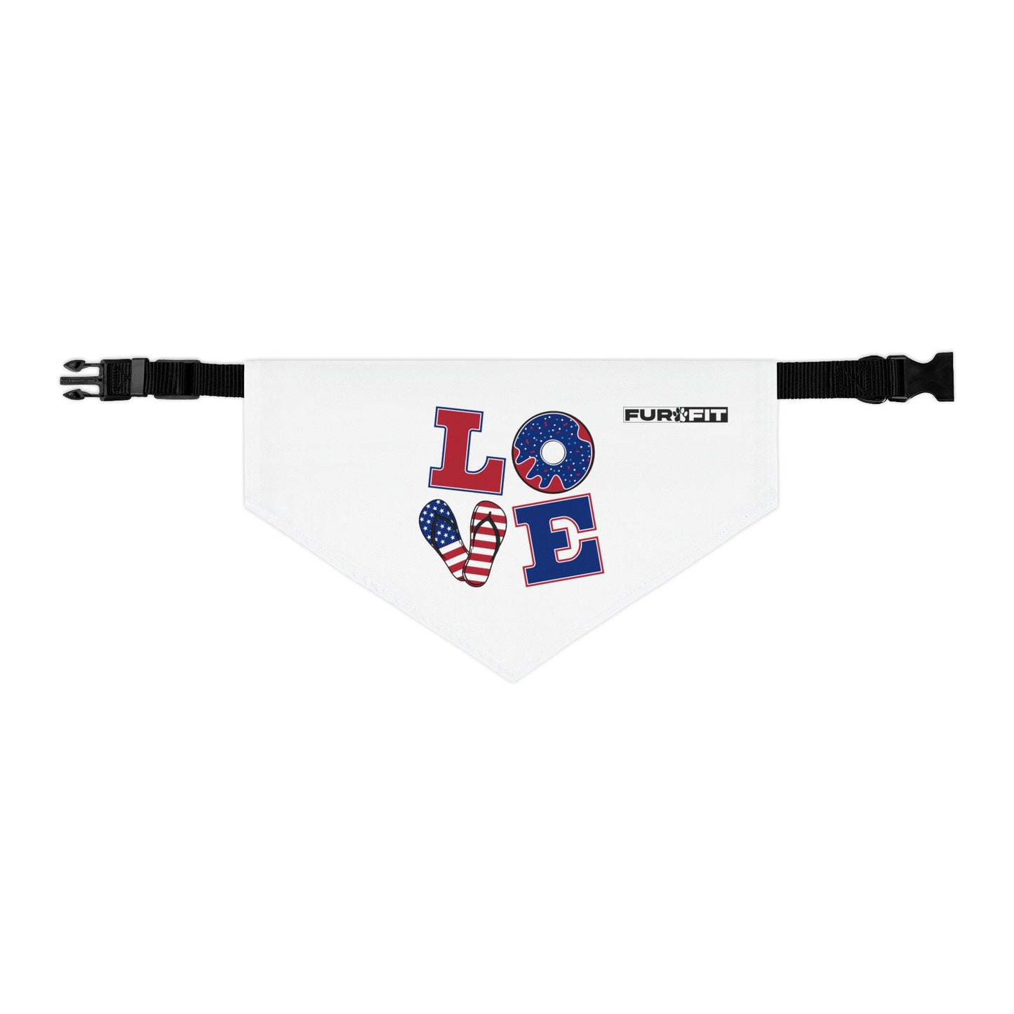 Pet Bandana Collar | Patriotic "LOVE" (on White)