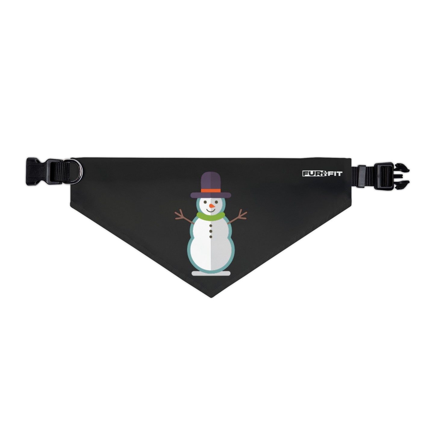 Pet Bandana Collar | "Snowman" (on Black)