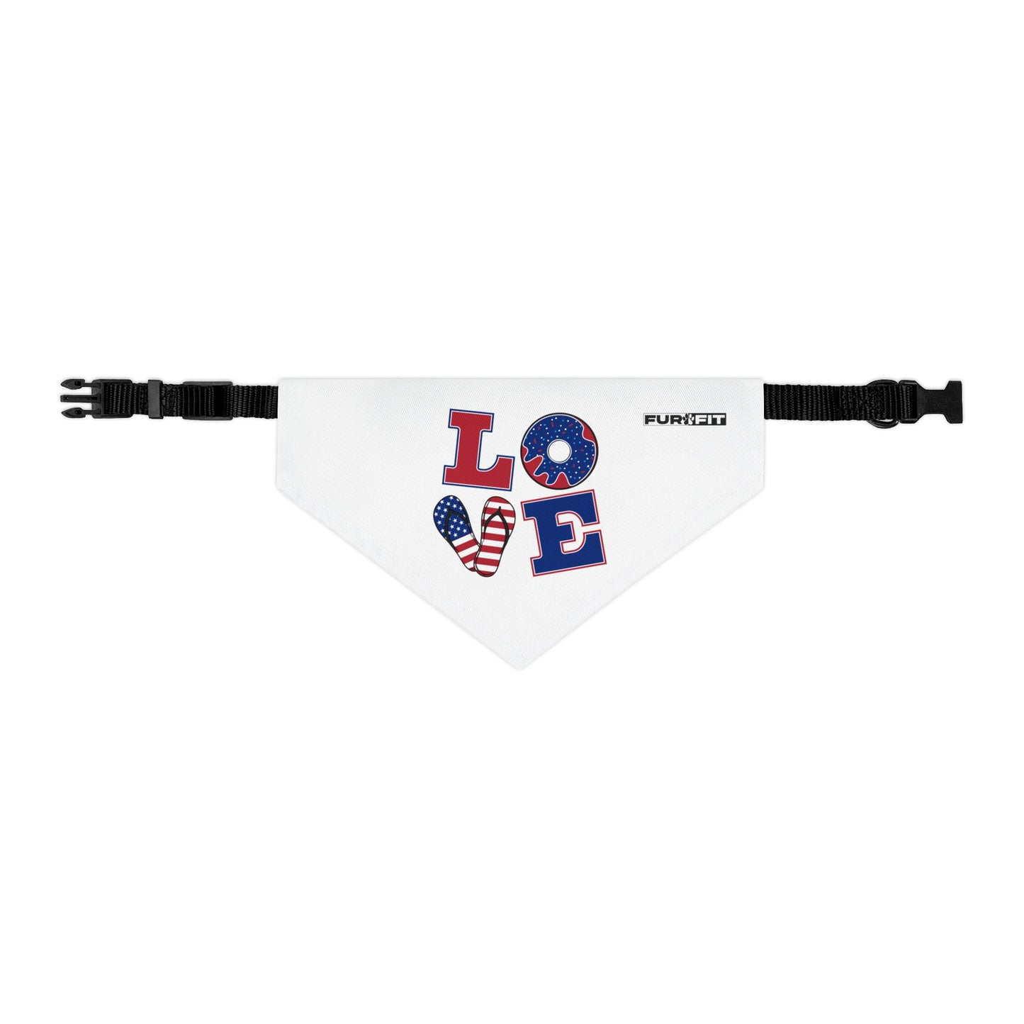 Pet Bandana Collar | Patriotic "LOVE" (on White)