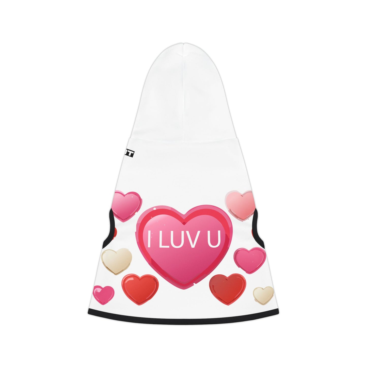 Pet Hoodie | "I Luv U" with Candy Hearts