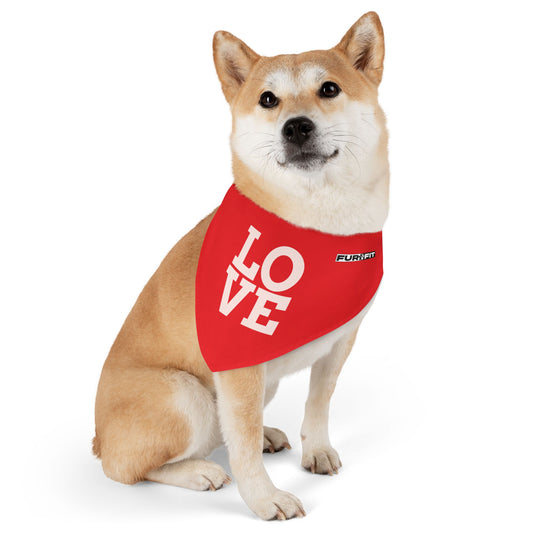 Pet Bandana Collar | "LOVE" (on Red)