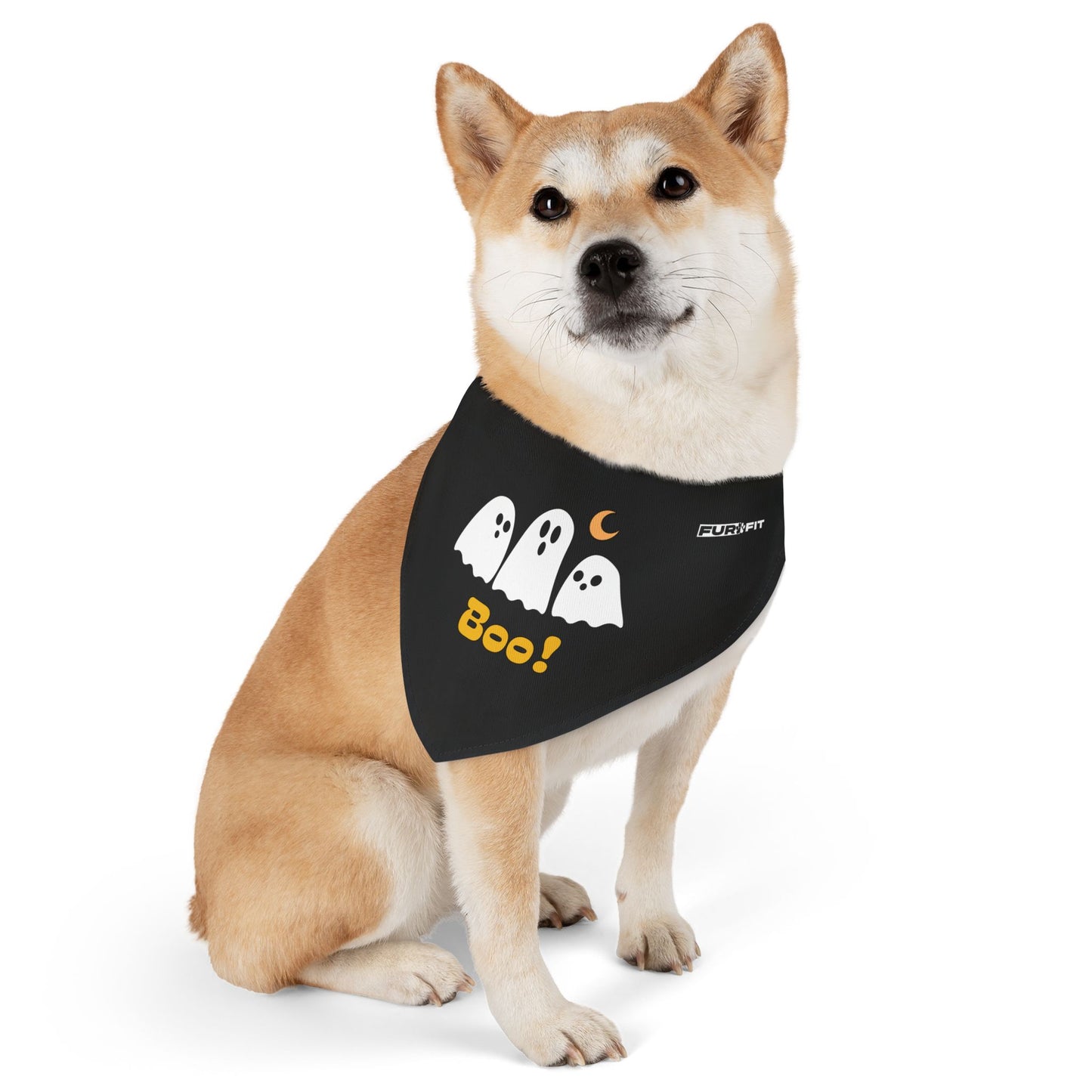 Pet Bandana Collar | "Boo with Ghosts" for Halloween (on black)