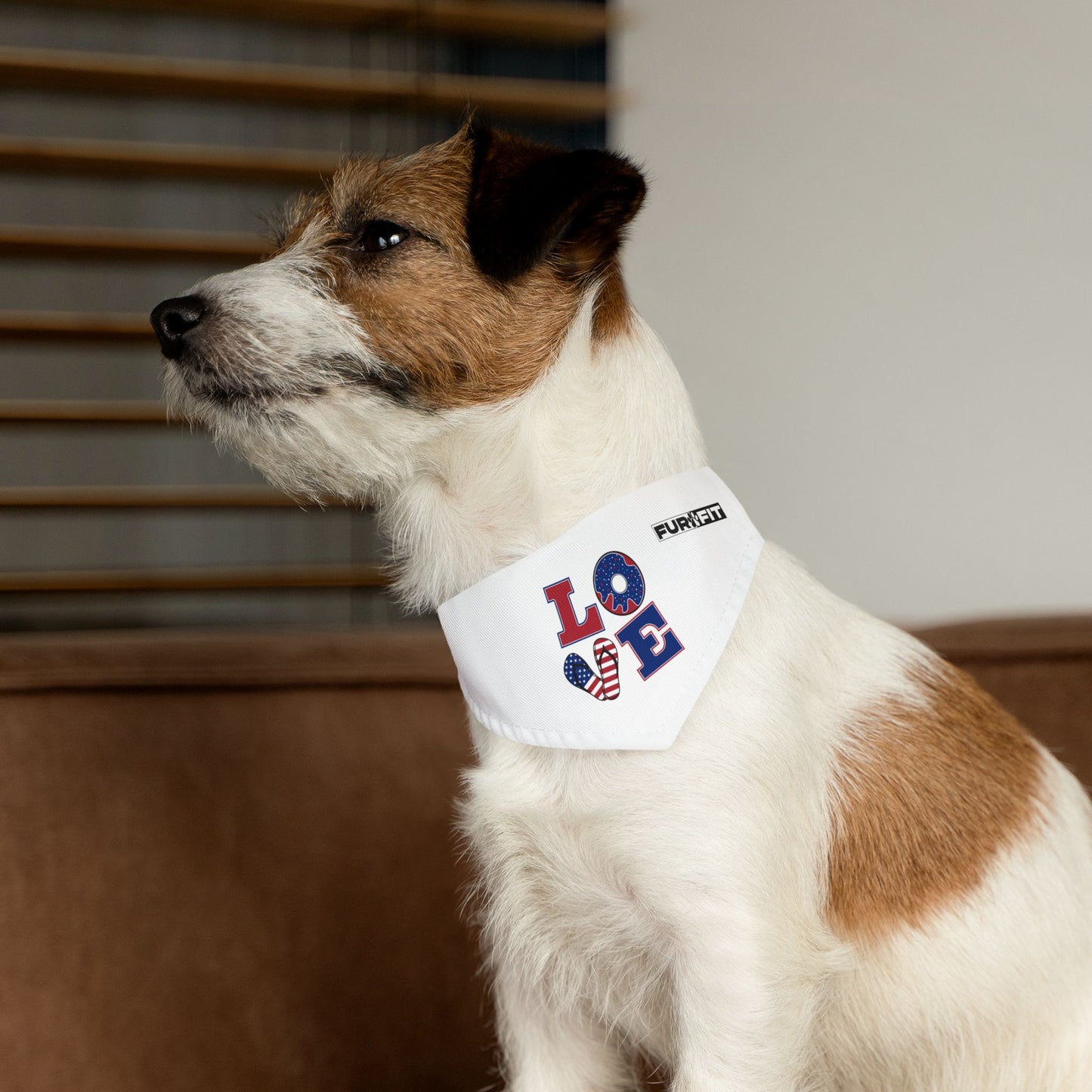 Pet Bandana Collar | Patriotic "LOVE" (on White)