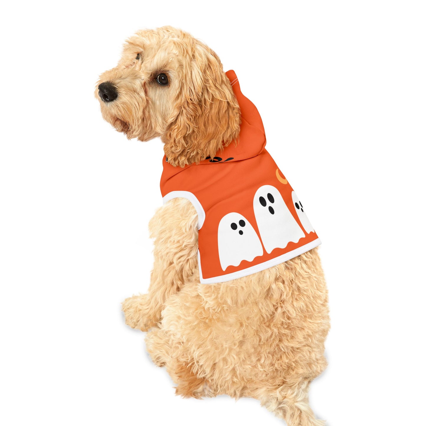 Pet Hoodie | Halloween design with Ghosts (on Orange)