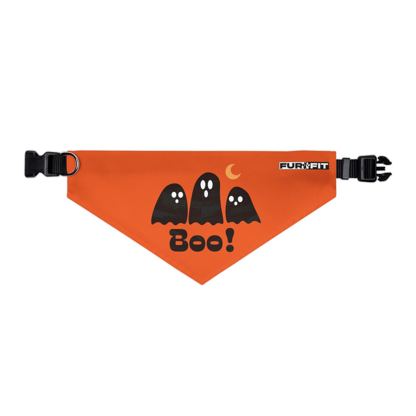 Pet Bandana Collar | "Boo with Ghosts" for Halloween (on Orange)