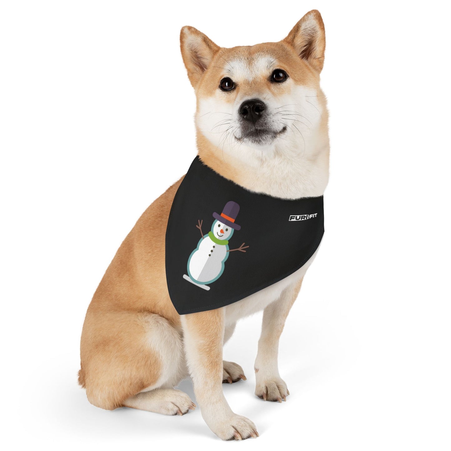 Pet Bandana Collar | "Snowman" (on Black)