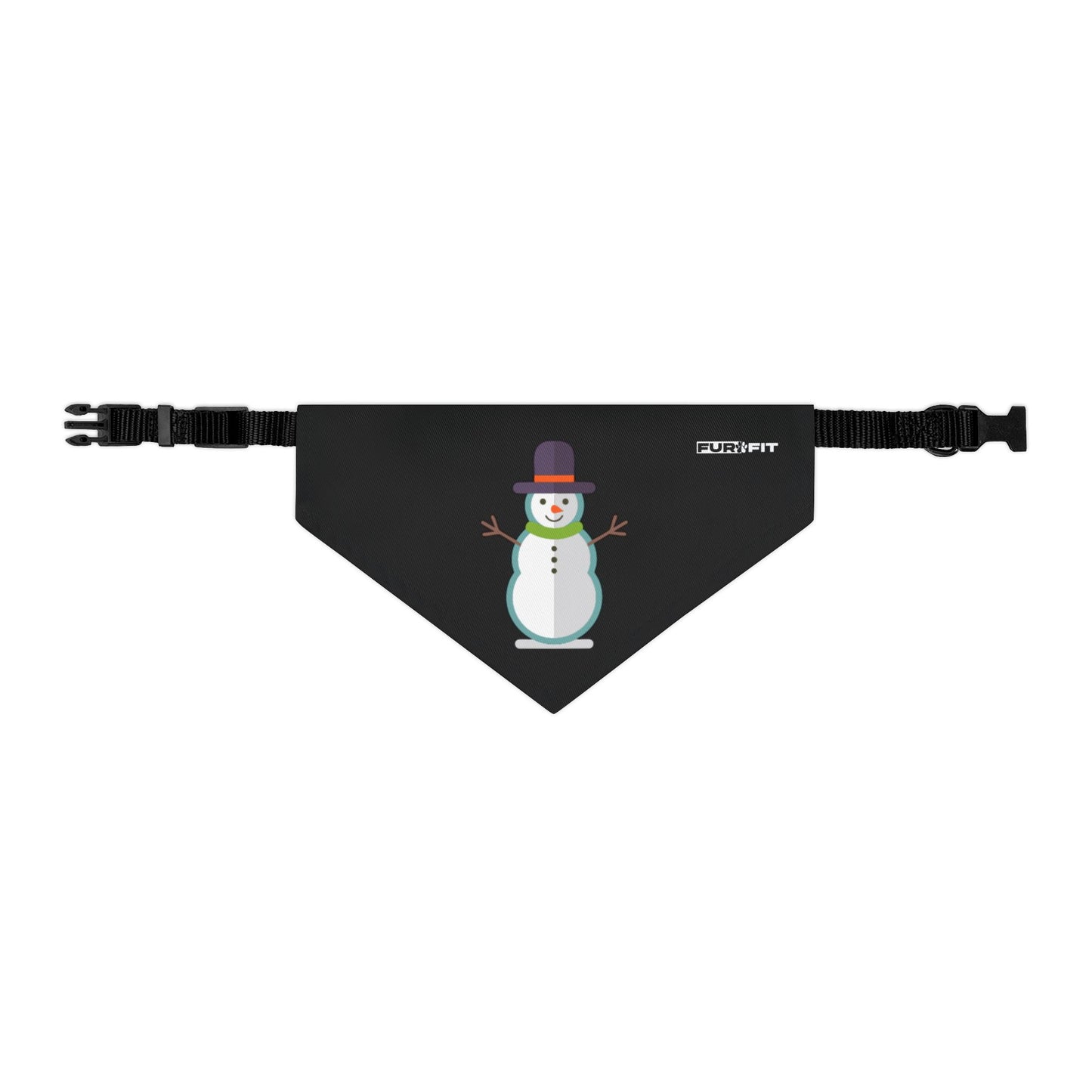 Pet Bandana Collar | "Snowman" (on Black)