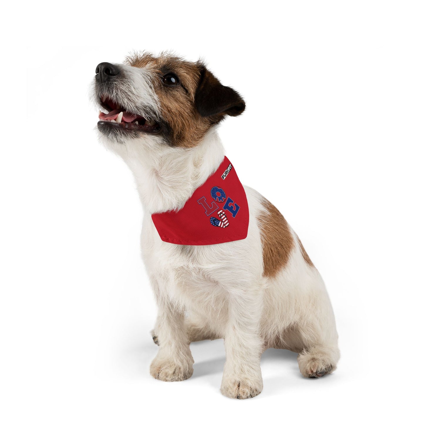 Pet Bandana Collar | Patriotic "LOVE" (on Red)