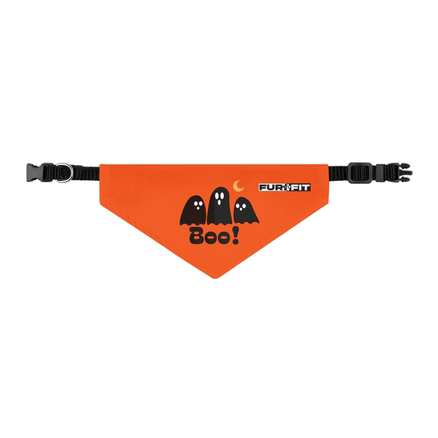 Pet Bandana Collar | "Boo with Ghosts" for Halloween (on Orange)