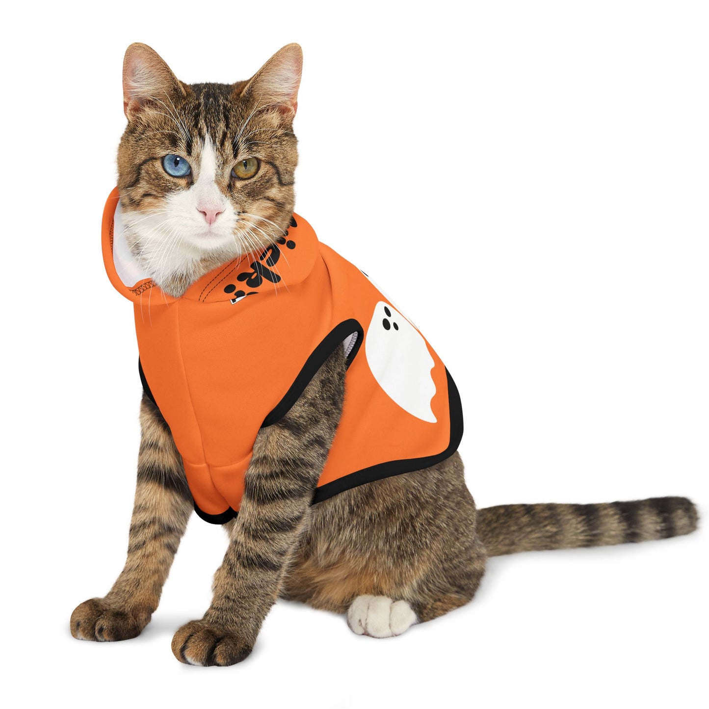 Pet Hoodie | "Trick or Treat" for Halloween (on Orange)