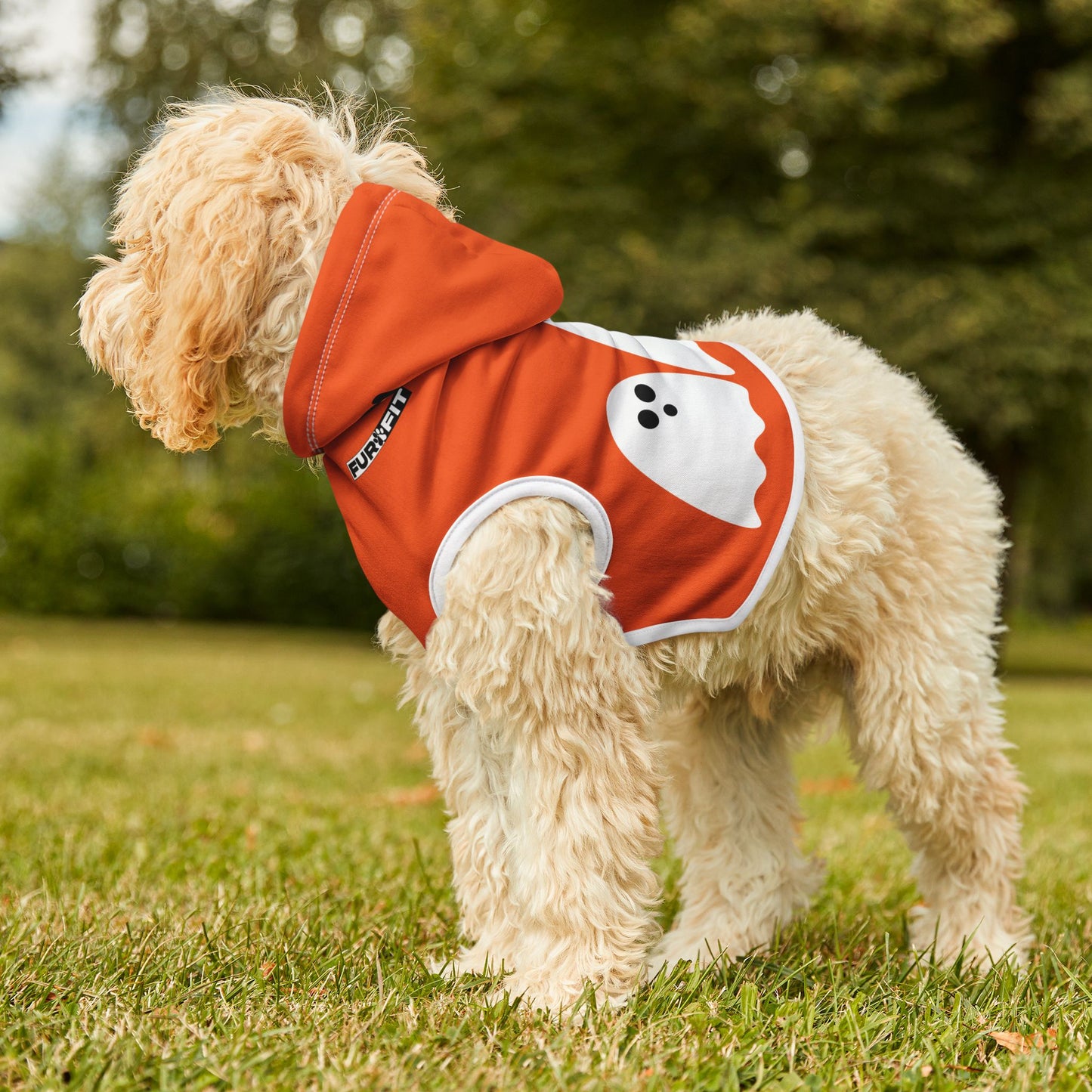 Pet Hoodie | Halloween design with Ghosts (on Orange)
