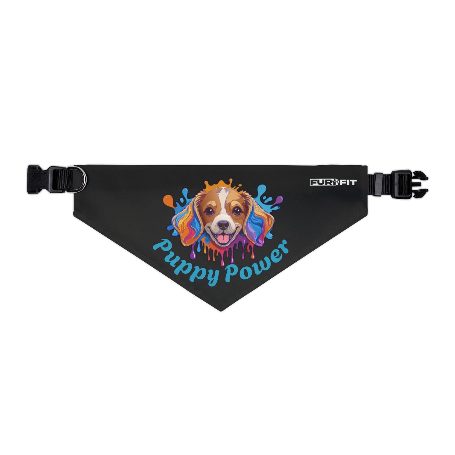 Pet Bandana Collar | "Puppy Power" (on Black)