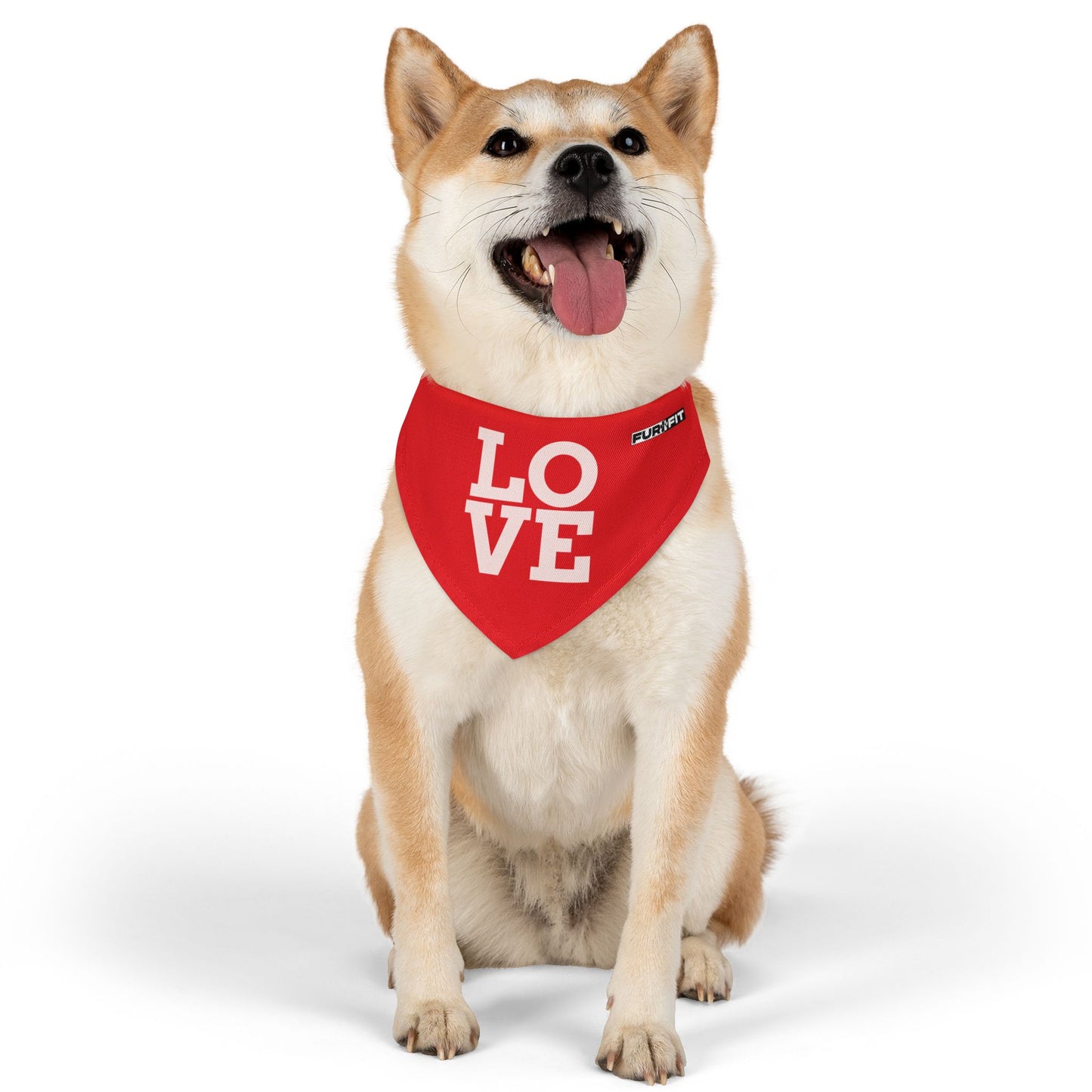 Pet Bandana Collar | "LOVE" (on Red)