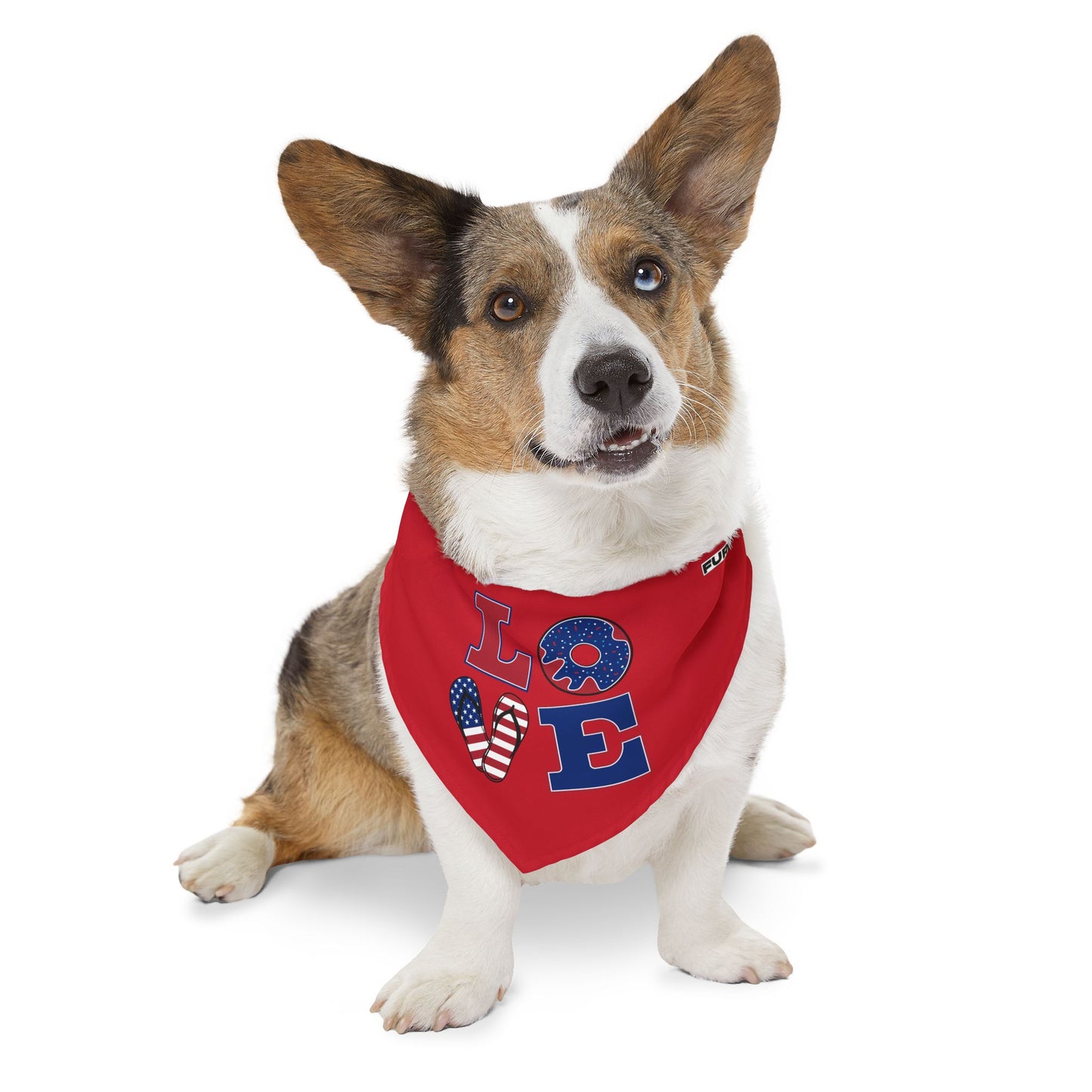 Pet Bandana Collar | Patriotic "LOVE" (on Red)