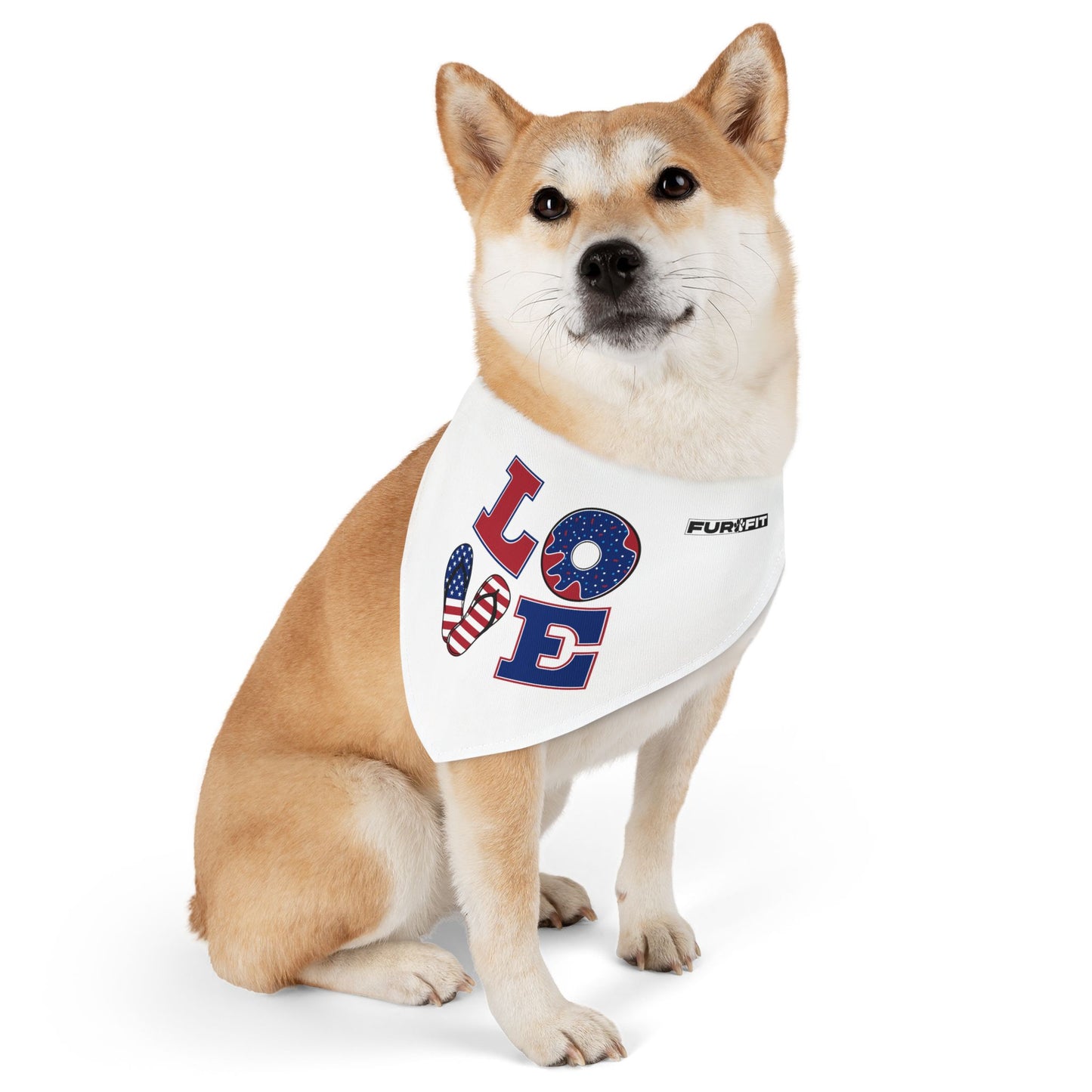 Pet Bandana Collar | Patriotic "LOVE" (on White)