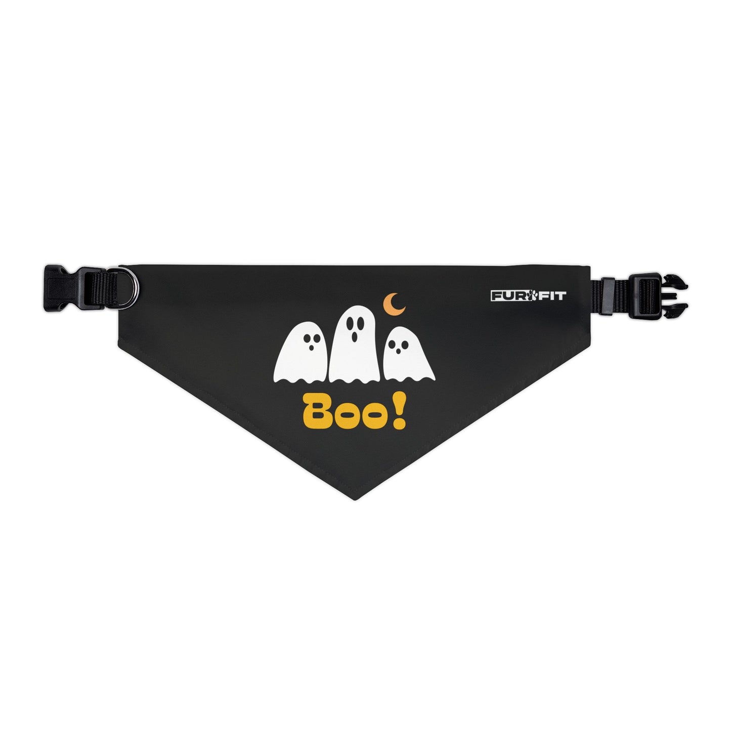 Pet Bandana Collar | "Boo with Ghosts" for Halloween (on black)
