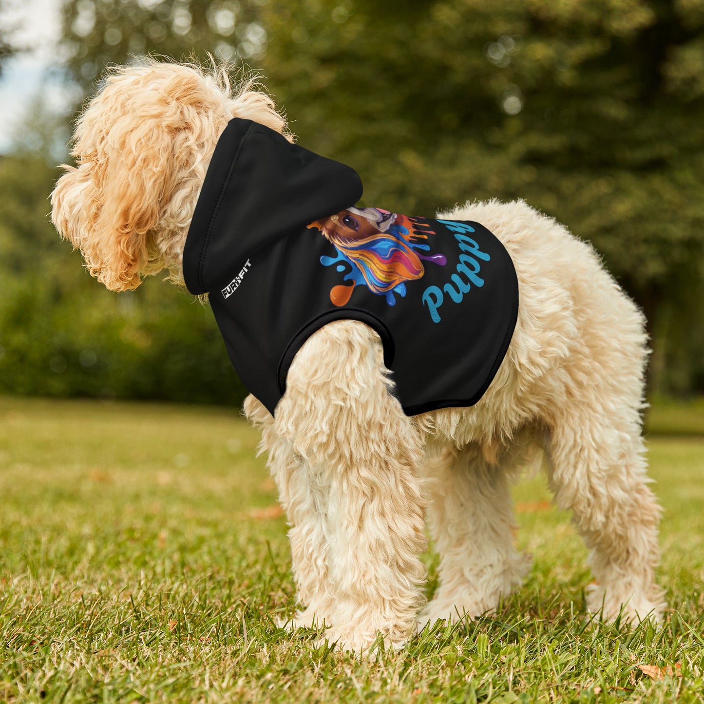 Pet Hoodie | "Puppy Power" (on Black)