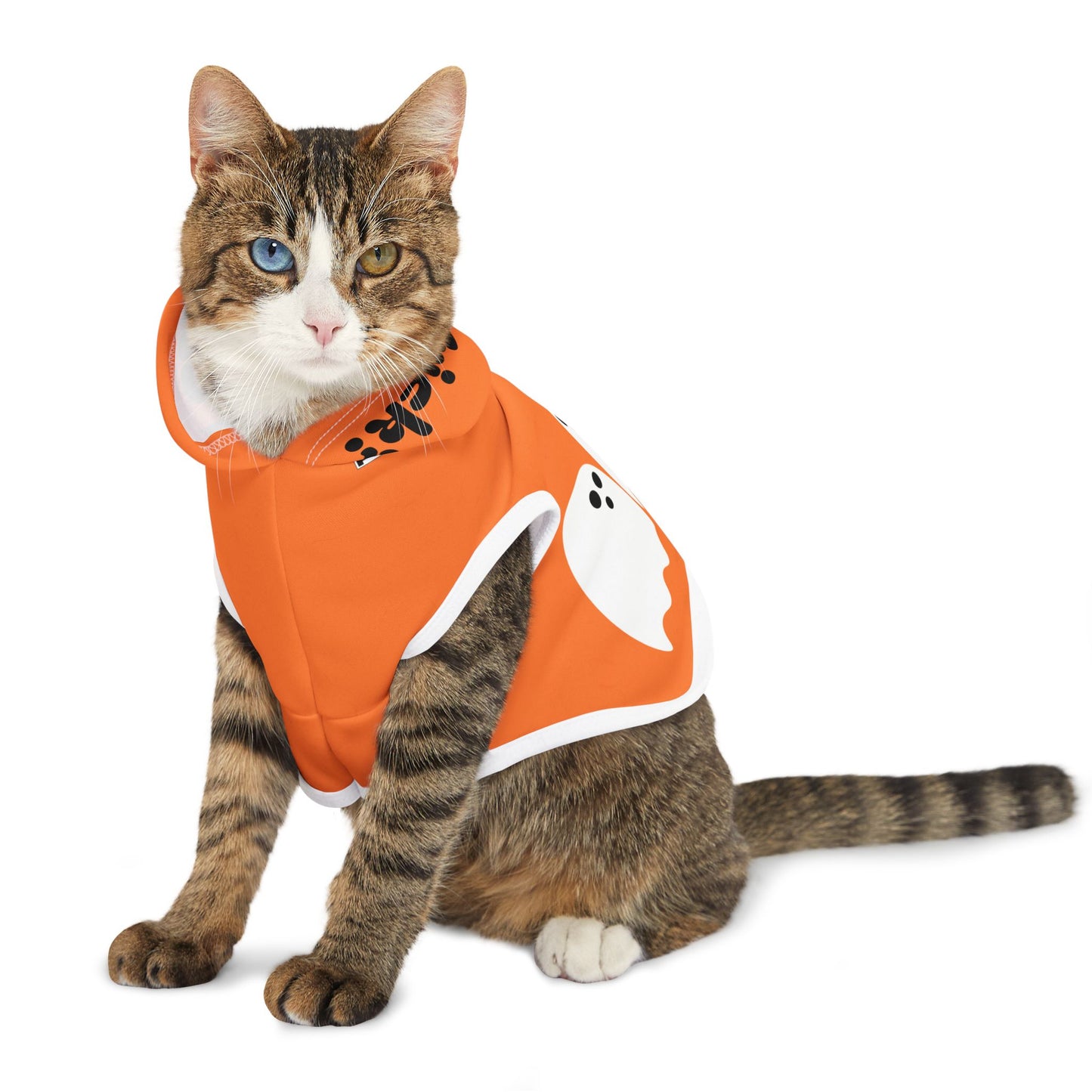 Pet Hoodie | "Trick or Treat" for Halloween (on Orange)
