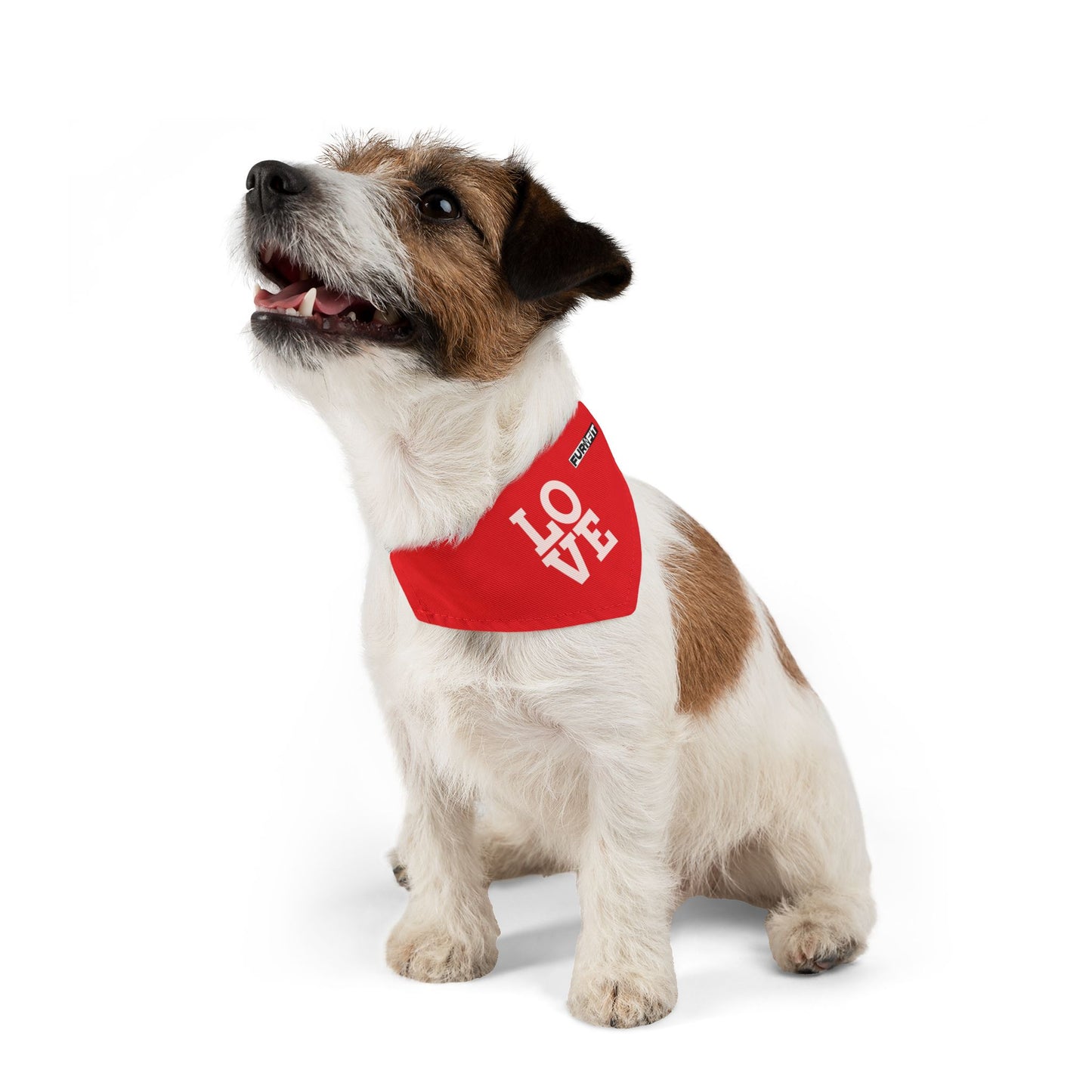 Pet Bandana Collar | "LOVE" (on Red)