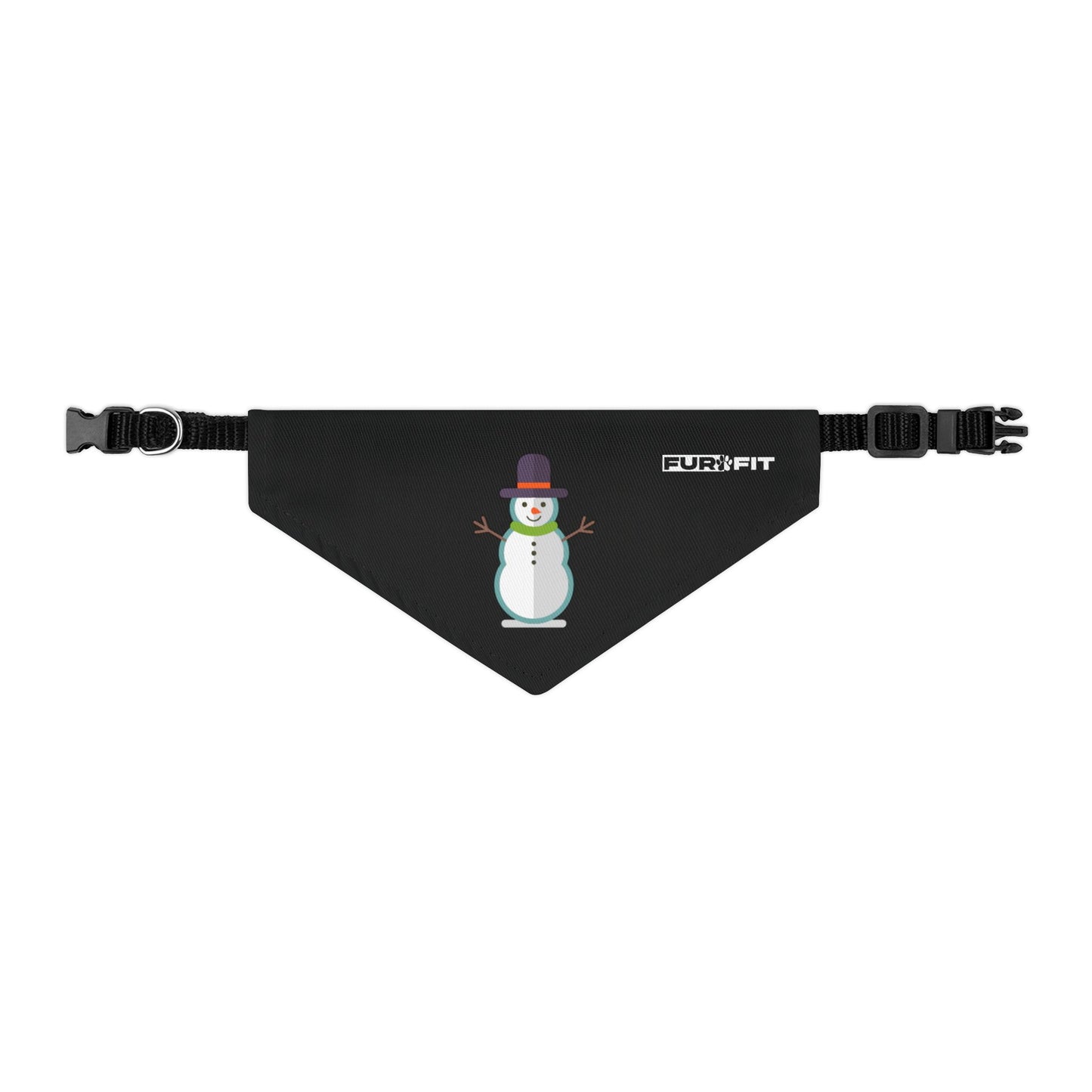 Pet Bandana Collar | "Snowman" (on Black)