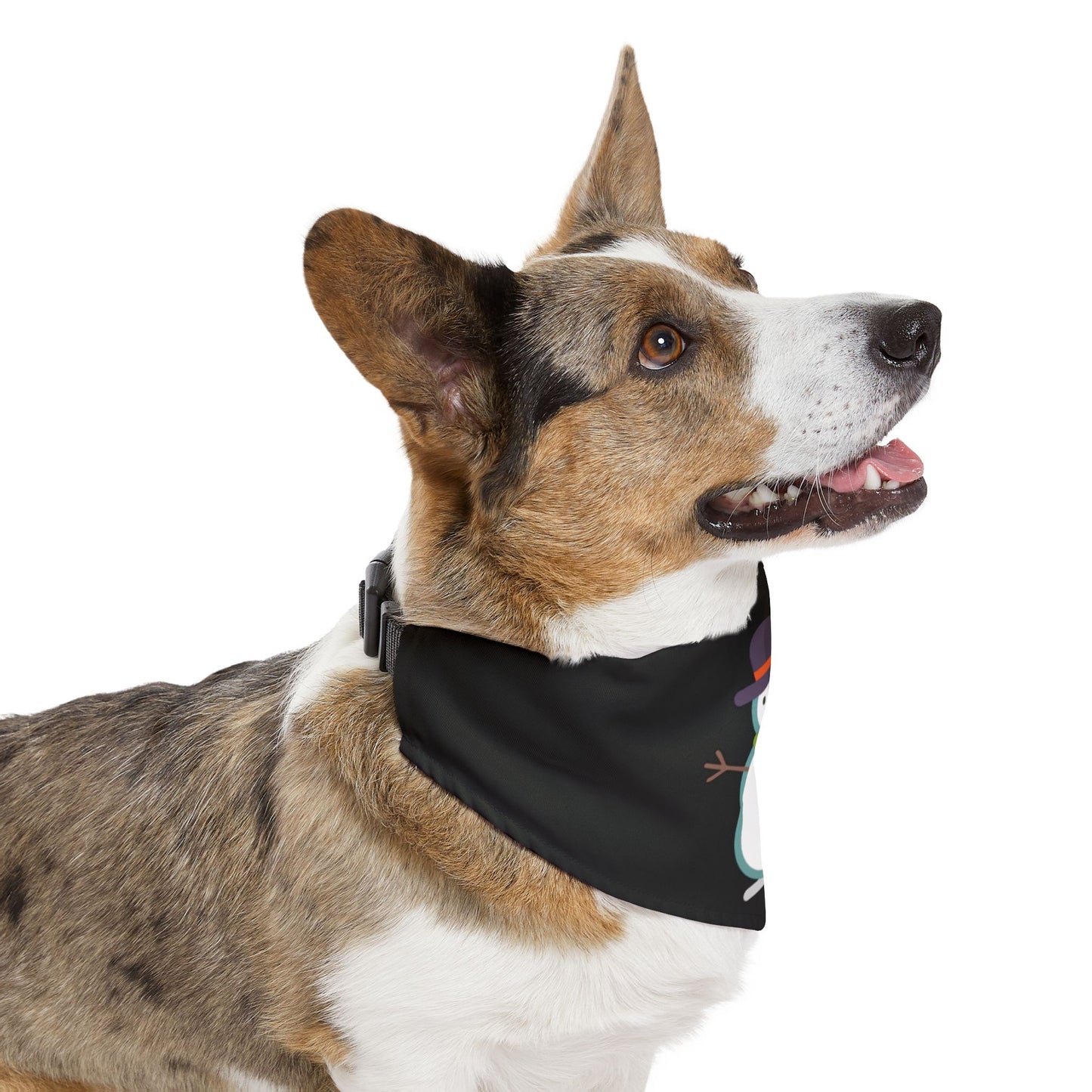 Pet Bandana Collar | "Snowman" (on Black)