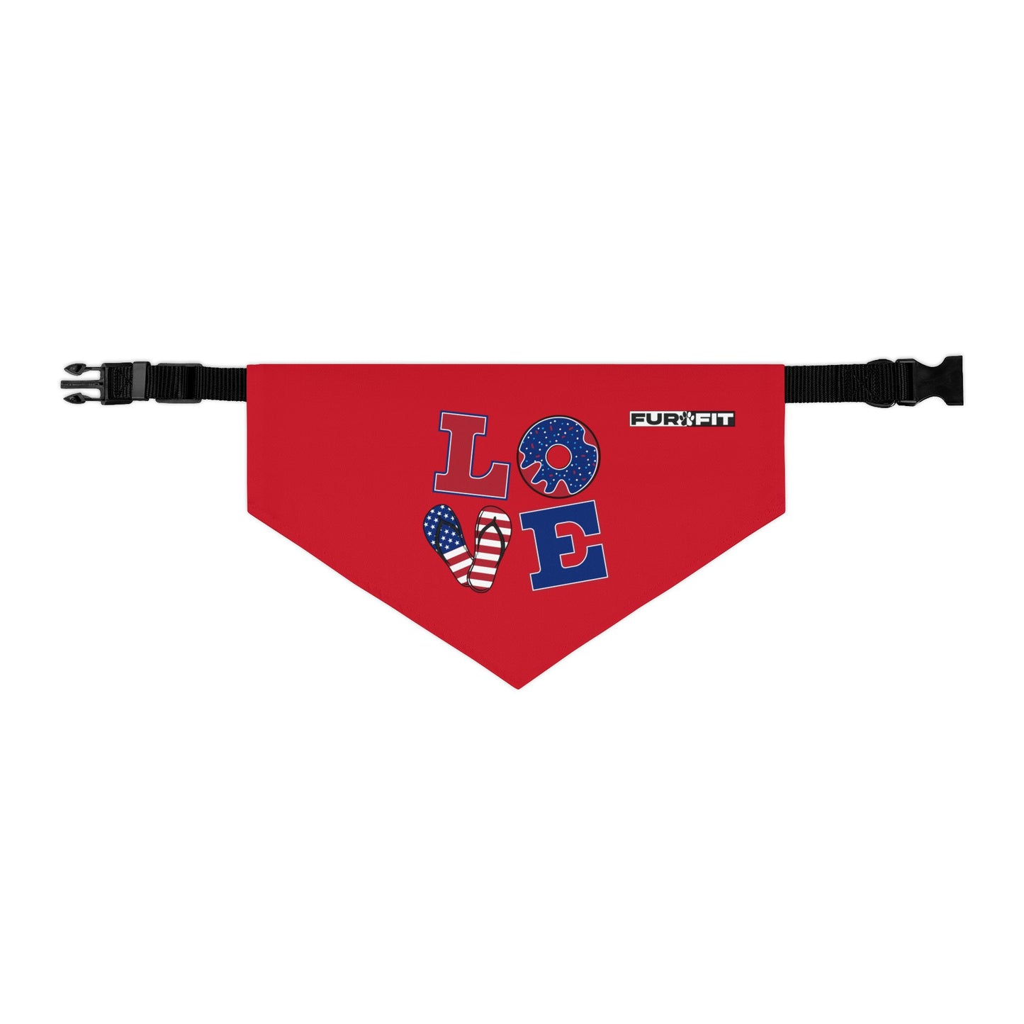 Pet Bandana Collar | Patriotic "LOVE" (on Red)
