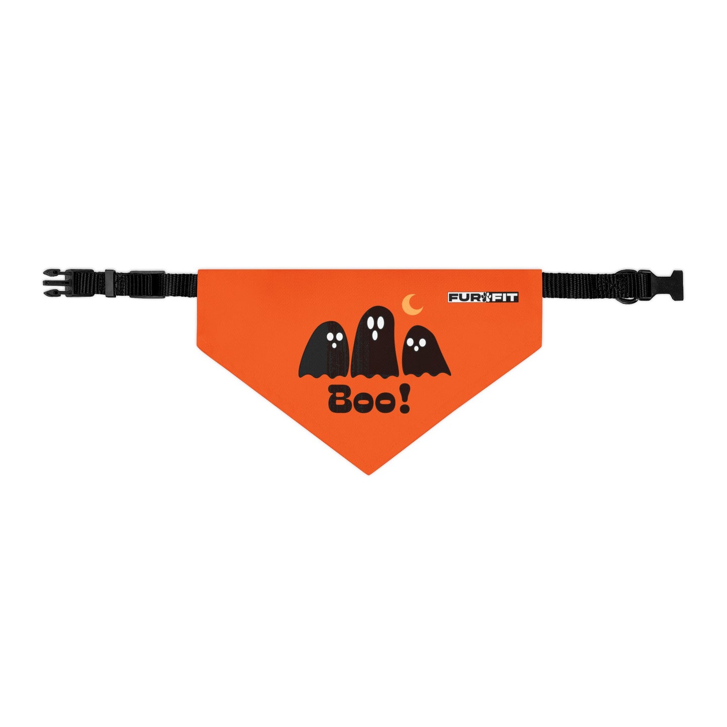 Pet Bandana Collar | "Boo with Ghosts" for Halloween (on Orange)
