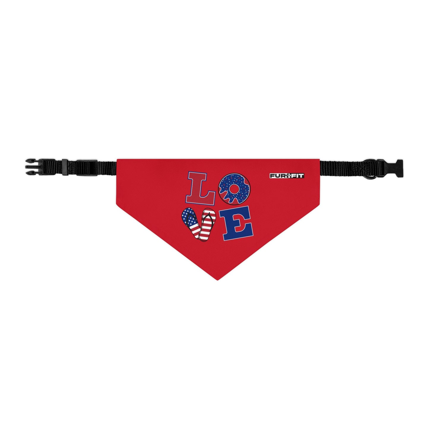 Pet Bandana Collar | Patriotic "LOVE" (on Red)