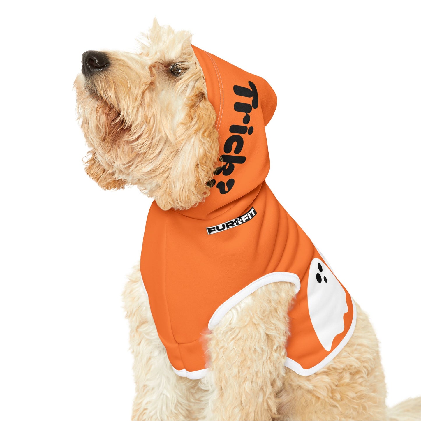 Pet Hoodie | "Trick or Treat" for Halloween (on Orange)