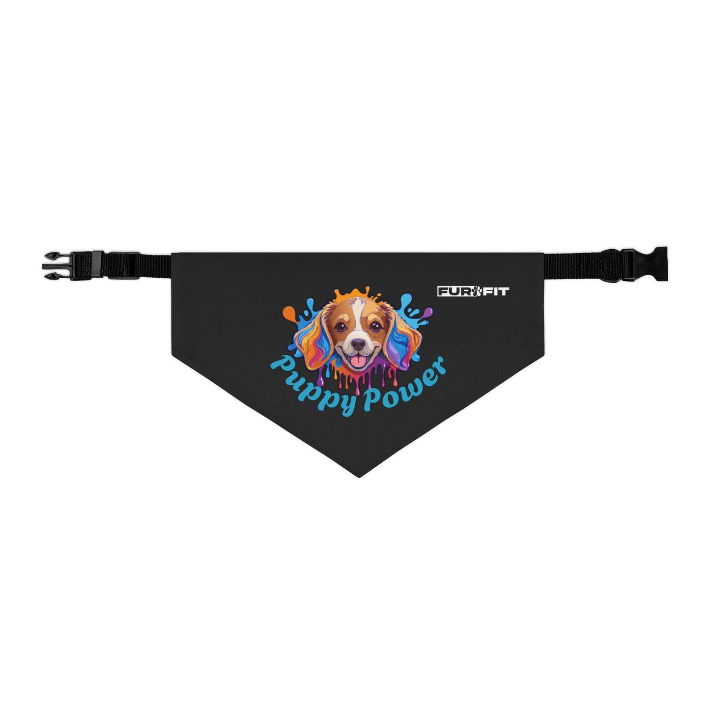 Pet Bandana Collar | "Puppy Power" (on Black)