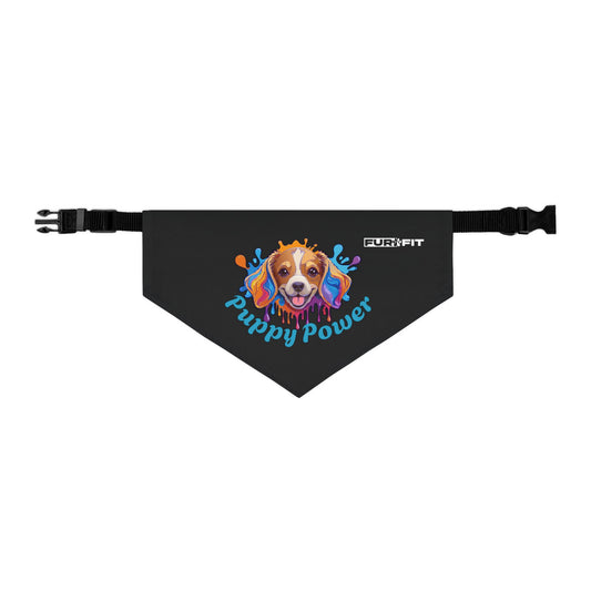 Pet Bandana Collar | "Puppy Power" (on Black)