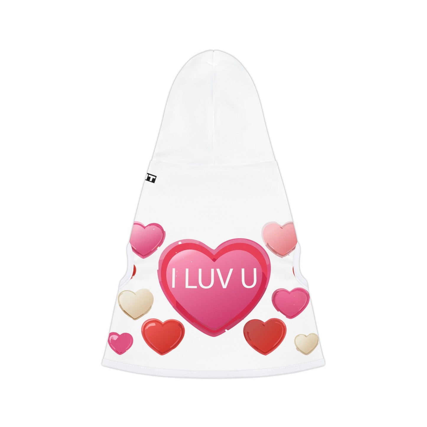 Pet Hoodie | "I Luv U" with Candy Hearts