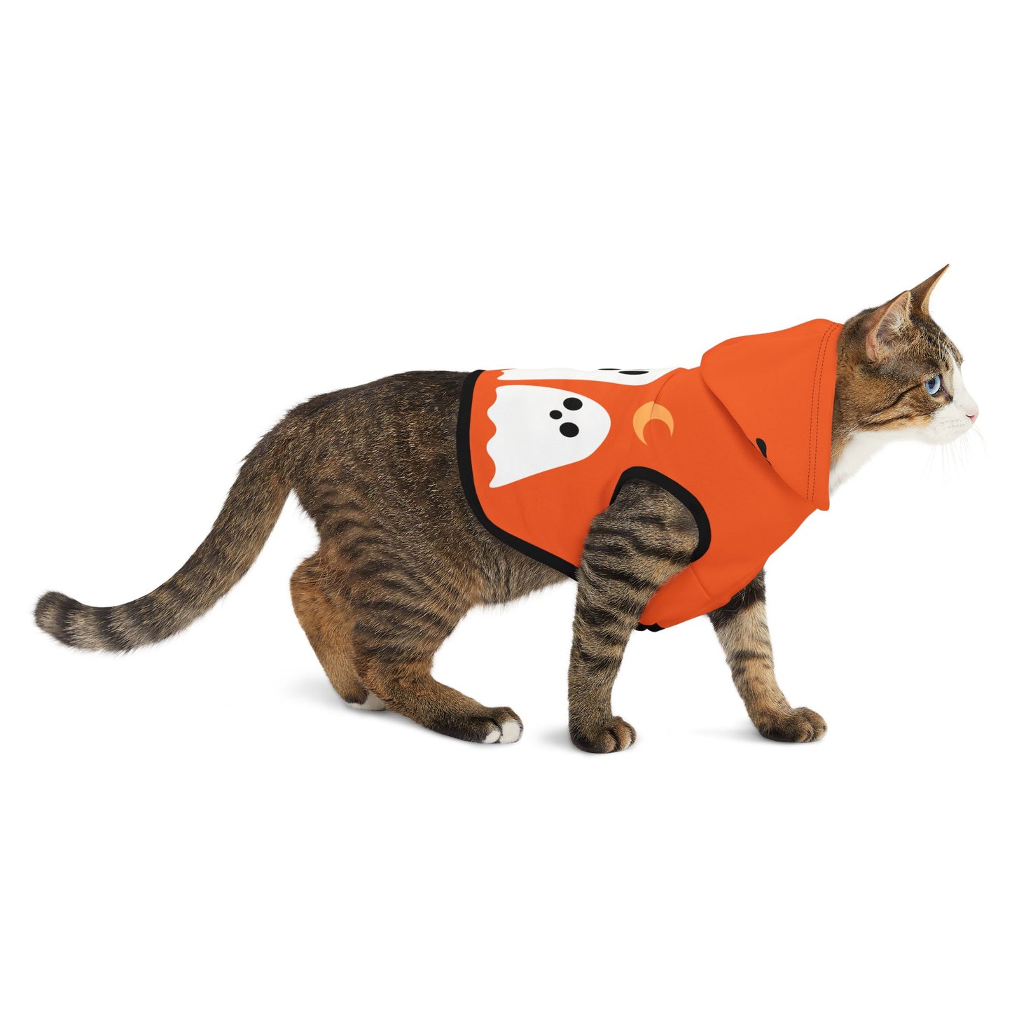Pet Hoodie | Halloween design with Ghosts (on Orange)