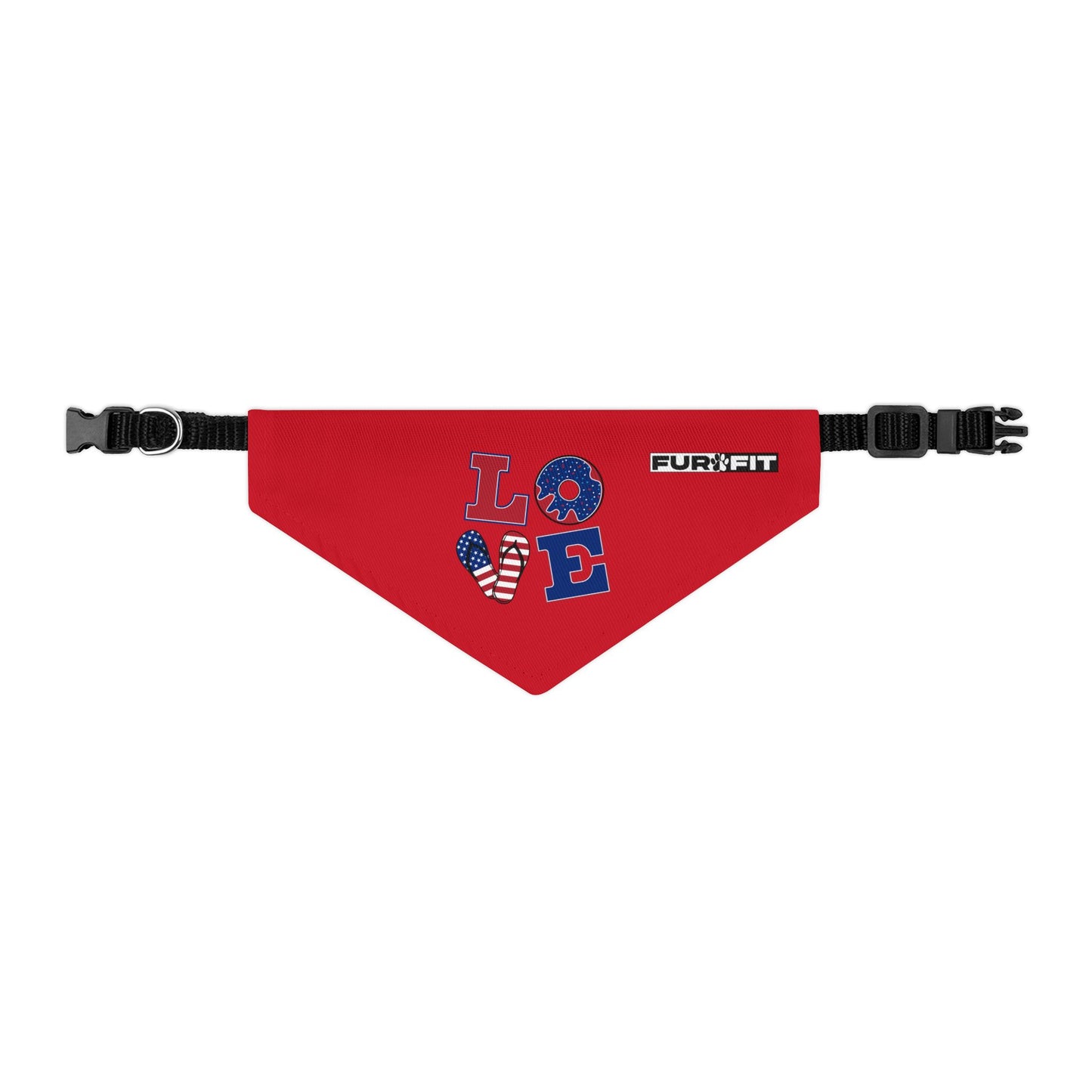 Pet Bandana Collar | Patriotic "LOVE" (on Red)