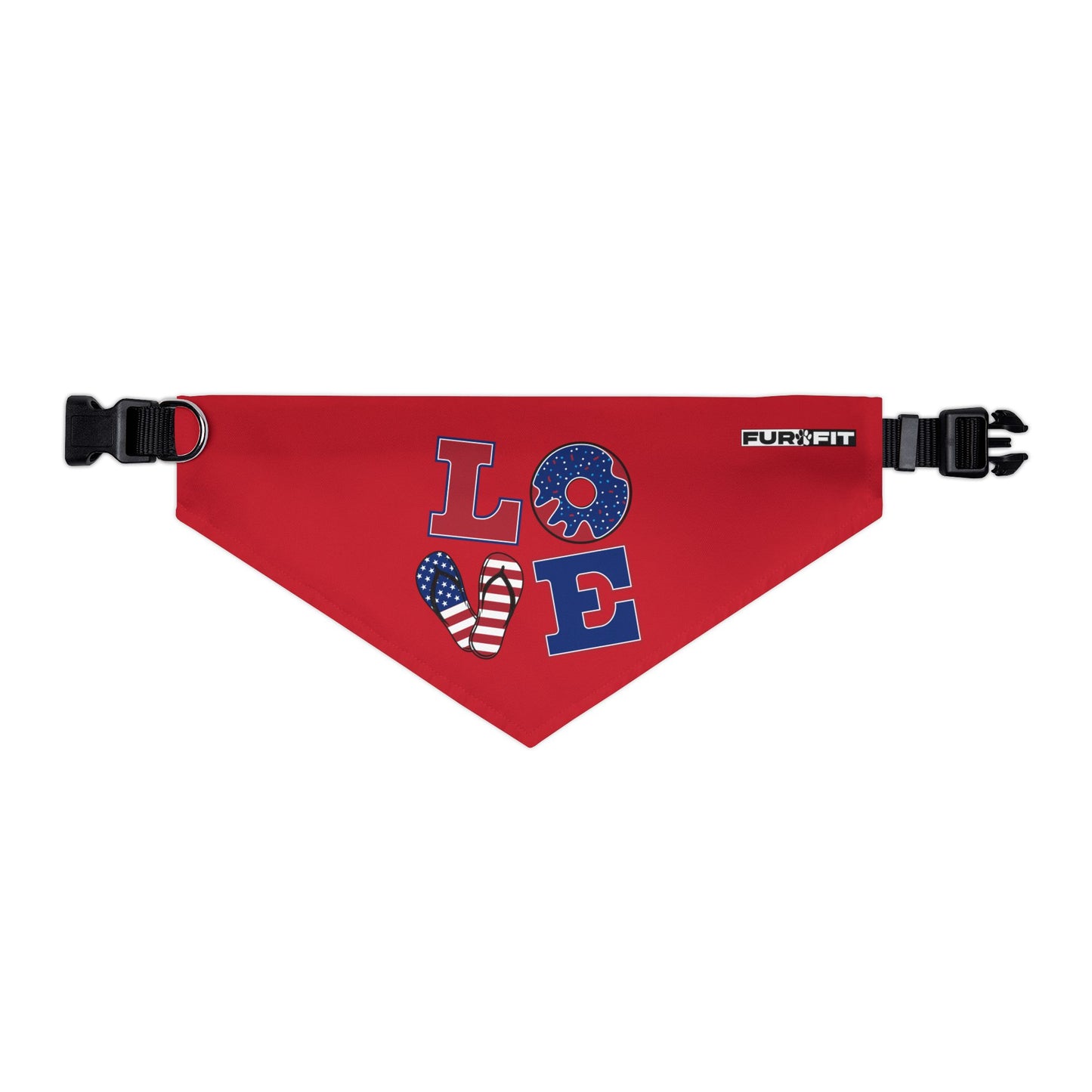 Pet Bandana Collar | Patriotic "LOVE" (on Red)