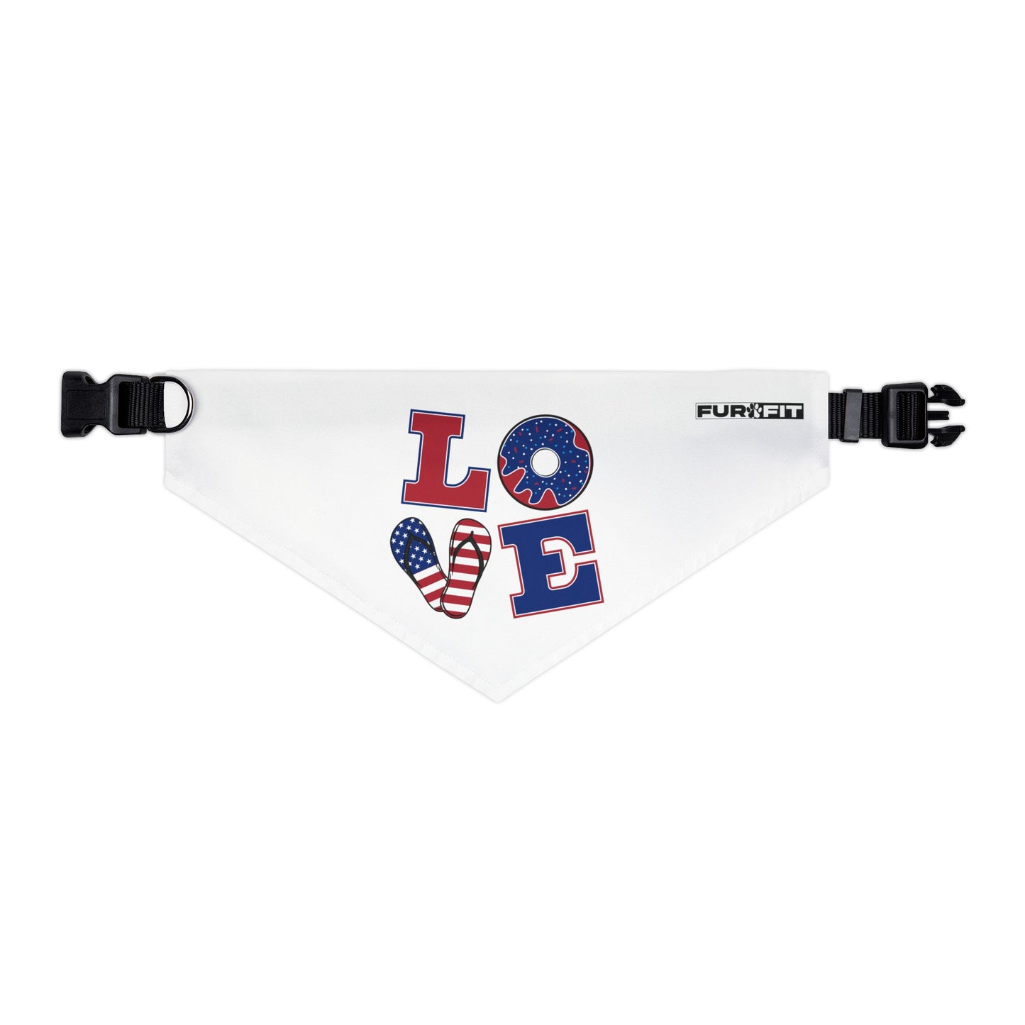 Pet Bandana Collar | Patriotic "LOVE" (on White)