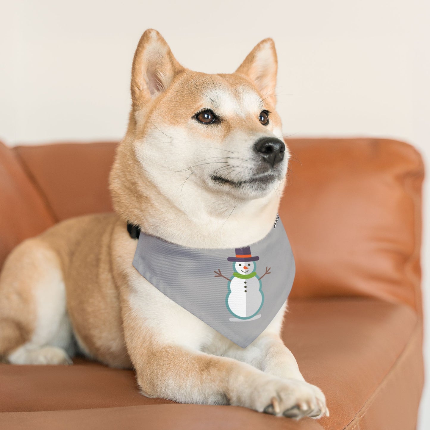Pet Bandana Collar | "Snowman" (on Gray)